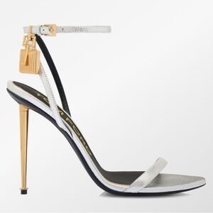 Tom Ford LAMINATED NAPPA LEATHER PADLOCK POINTY NAKED SANDAL Best seller!